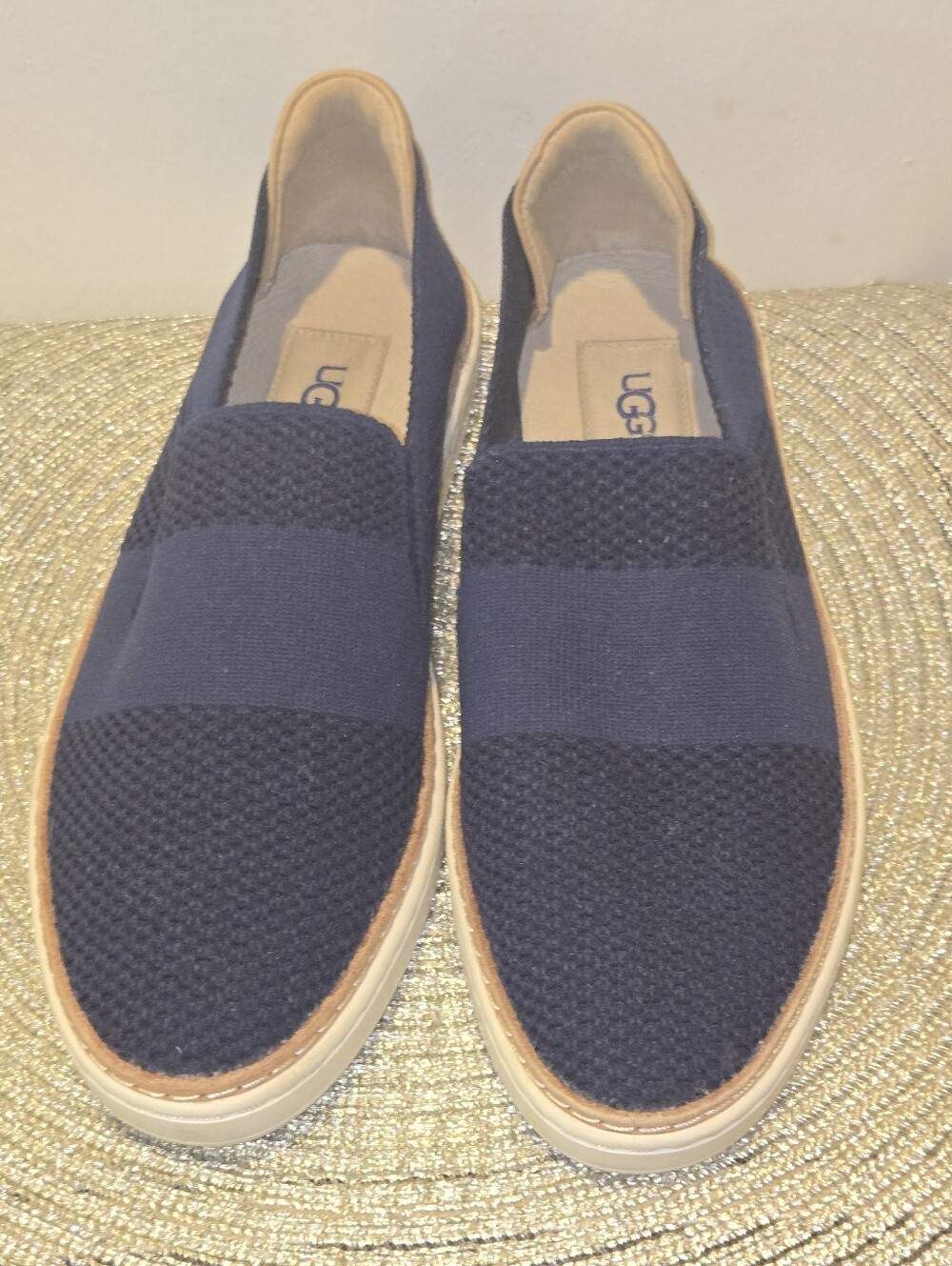 UGG Sammy Navy Blue Knit Slip On Comfort Loafer Sneakers (Women’s 8)